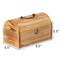 Vintiquewise Unfinished Wooden Treasure Chest Arched Lid Gold Metal Accents Front Locking Latch & Top Handle Decorative Storage Box with Natural Wood Grain Ideal for Trinkets Jewelry or Rustic Display